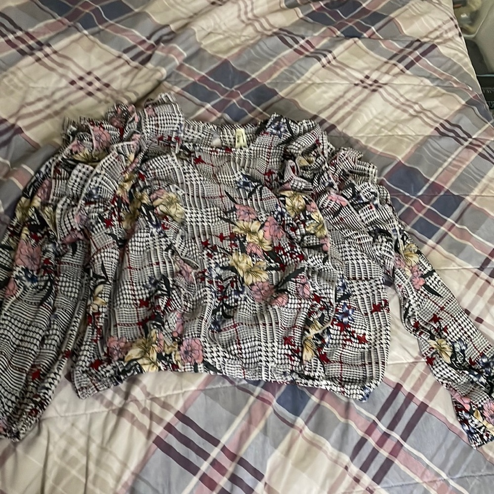 patterned floral silk top